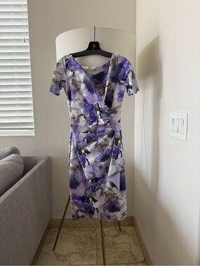 Chiara Boni Purple Floral Wrap-Detail Midi Dress